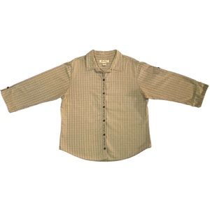 Eddie Bauer Womens Large Flannel Plaid brow & green. Three-quarter sleev…